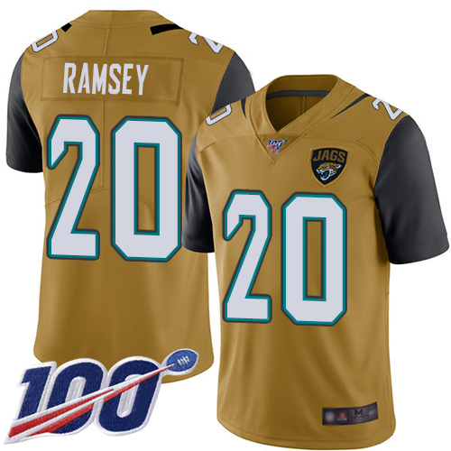 Jaguars #20 Jalen Ramsey Gold Youth Stitched Football Limited Rush 100th Season Jersey