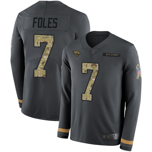 Nike Jaguars #7 Nick Foles Anthracite Salute to Service Youth Stitched NFL Limited Therma Long Sleeve Jersey
