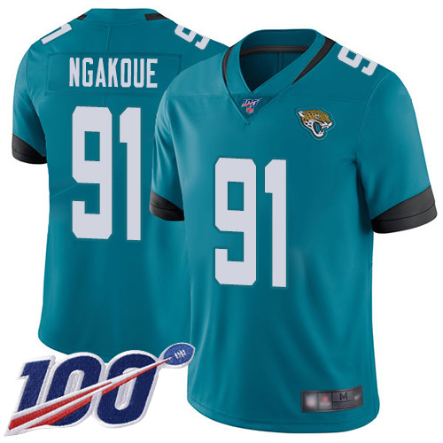 Jaguars #91 Yannick Ngakoue Teal Green Alternate Youth Stitched Football 100th Season Vapor Limited Jersey