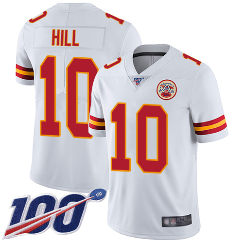 Chiefs #10 Tyreek Hill White Youth Stitched Football 100th Season Vapor Limited Jersey