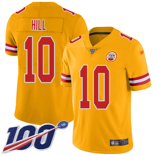 Chiefs #10 Tyreek Hill Gold Youth Stitched Football Limited Inverted Legend 100th Season Jersey Chiefs #10 Tyreek Hill Gold Youth Stitched Football Limited Inverted Legend 100th Season Jersey