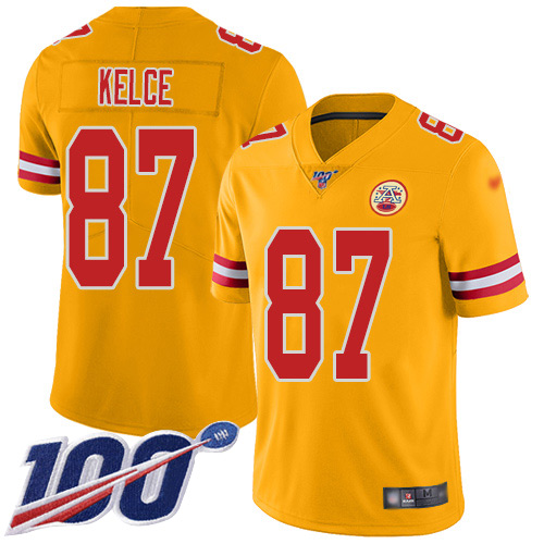 Chiefs #87 Travis Kelce Gold Youth Stitched Football Limited Inverted Legend 100th Season Jersey Chiefs #87 Travis Kelce Gold Youth Stitched Football Limited Inverted Legend 100th Season Jersey