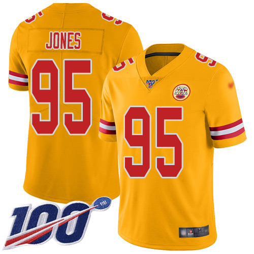 Chiefs #95 Chris Jones Gold Youth Stitched Football Limited Inverted Legend 100th Season Jersey