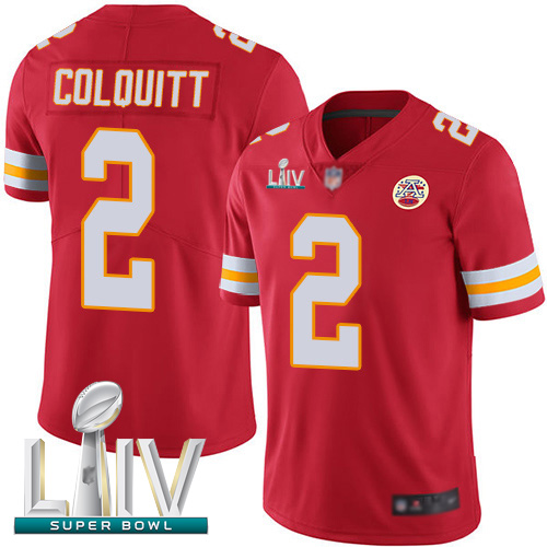 Chiefs #2 Dustin Colquitt Red Team Color Super Bowl LIV Bound Youth Stitched Football Vapor Untouchable Limited Jersey