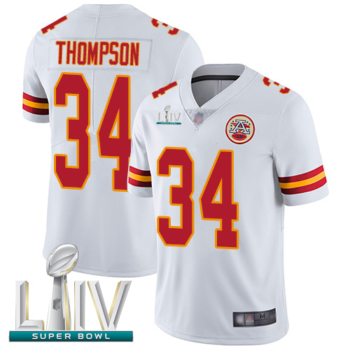 Chiefs #34 Darwin Thompson White Super Bowl LIV Bound Youth Stitched Football Vapor Untouchable Limited Jersey