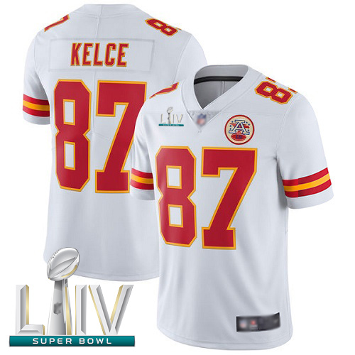 Chiefs #87 Travis Kelce White Super Bowl LIV Bound Youth Stitched Football Vapor Untouchable Limited Jersey