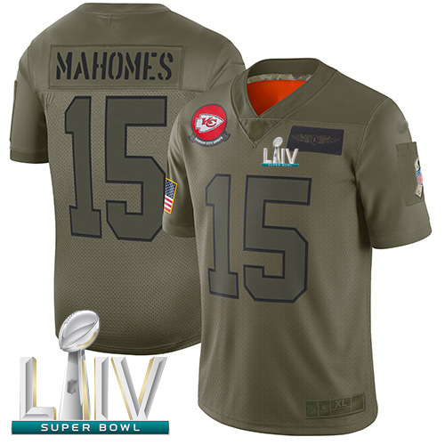 Chiefs #15 Patrick Mahomes Camo Super Bowl LIV Bound Youth Stitched Football Limited 2019 Salute to Service Jersey