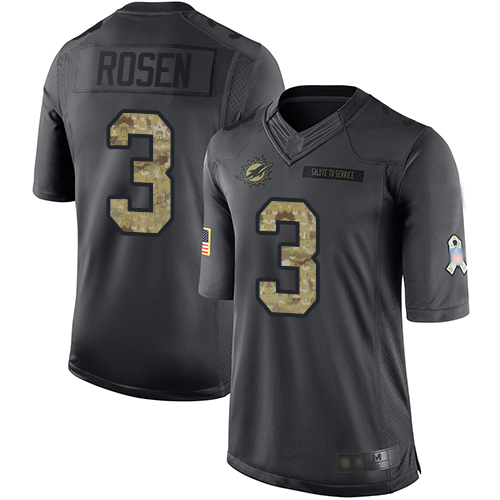 Dolphins #3 Josh Rosen Black Youth Stitched Football Limited 2016 Salute to Service Jersey