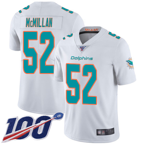 Dolphins #52 Raekwon McMillan White Youth Stitched Football 100th Season Vapor Limited Jersey