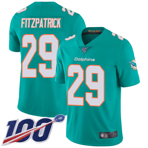 Dolphins #29 Minkah Fitzpatrick Aqua Green Team Color Youth Stitched Football 100th Season Vapor Limited Jersey