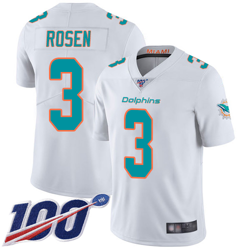 Dolphins #3 Josh Rosen White Youth Stitched Football 100th Season Vapor Limited Jersey