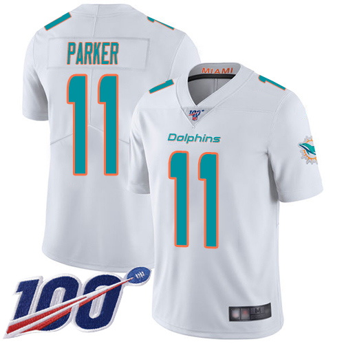 Dolphins #11 DeVante Parker White Youth Stitched Football 100th Season Vapor Limited Jersey