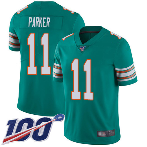 Dolphins #11 DeVante Parker Aqua Green Alternate Youth Stitched Football 100th Season Vapor Limited Jersey Dolphins #11 DeVante Parker Aqua Green Alternate Youth Stitched Football 100th Season Vapor Limited Jersey