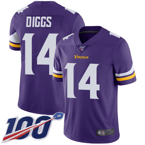 Vikings #14 Stefon Diggs Purple Team Color Youth Stitched Football 100th Season Vapor Limited Jersey