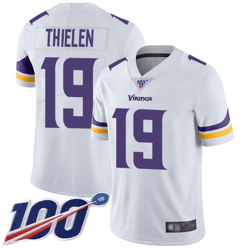 Vikings #19 Adam Thielen White Youth Stitched Football 100th Season Vapor Limited Jersey