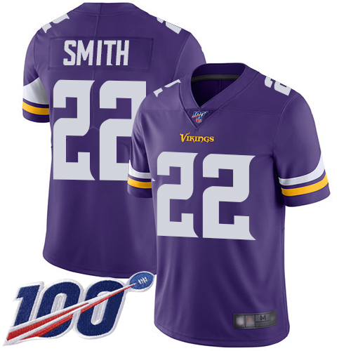 Vikings #22 Harrison Smith Purple Team Color Youth Stitched Football 100th Season Vapor Limited Jersey