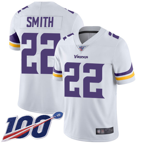 Vikings #22 Harrison Smith White Youth Stitched Football 100th Season Vapor Limited Jersey