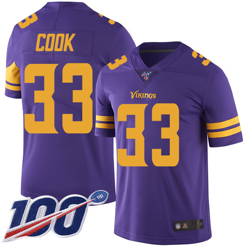 Vikings #33 Dalvin Cook Purple Youth Stitched Football Limited Rush 100th Season Jersey