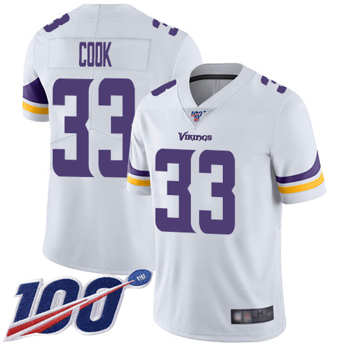 Vikings #33 Dalvin Cook White Youth Stitched Football 100th Season Vapor Limited Jersey