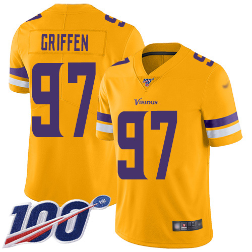 Vikings #97 Everson Griffen Gold Youth Stitched Football Limited Inverted Legend 100th Season Jersey