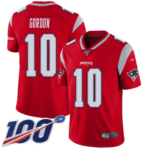 Patriots #10 Josh Gordon Red Youth Stitched Football Limited Inverted Legend 100th Season Jersey
