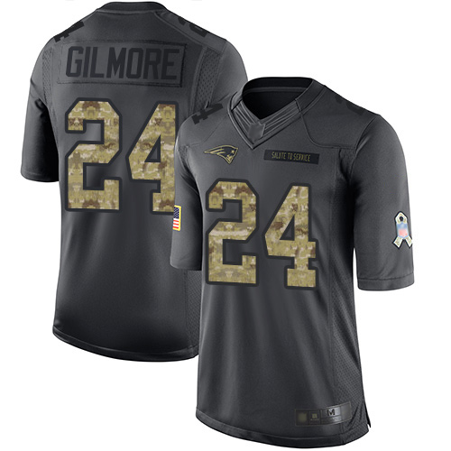 Patriots #24 Stephon Gilmore Black Youth Stitched Football Limited 2016 Salute to Service Jersey