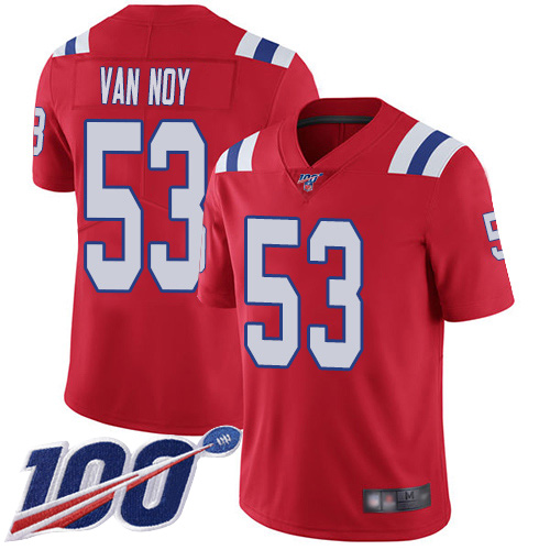 Patriots #53 Kyle Van Noy Red Alternate Youth Stitched Football 100th Season Vapor Limited Jersey