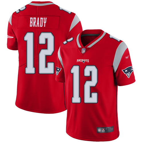 Patriots #12 Tom Brady Red Youth Stitched Football Limited Inverted Legend Jersey