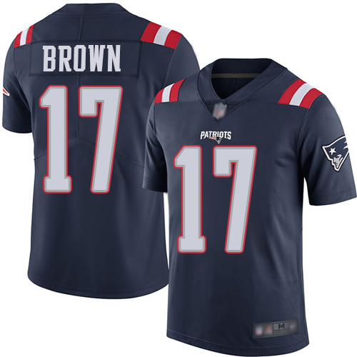 Patriots #17 Antonio Brown Navy Blue Youth Stitched Football Limited Rush Jersey