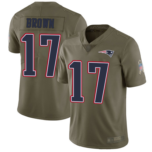 Patriots #17 Antonio Brown Olive Youth Stitched Football Limited 2017 Salute to Service Jersey