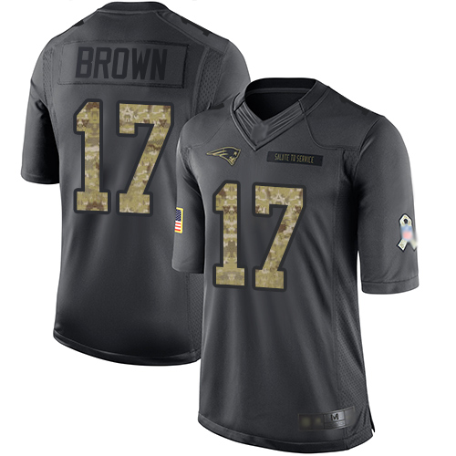 Patriots #17 Antonio Brown Black Youth Stitched Football Limited 2016 Salute to Service Jersey