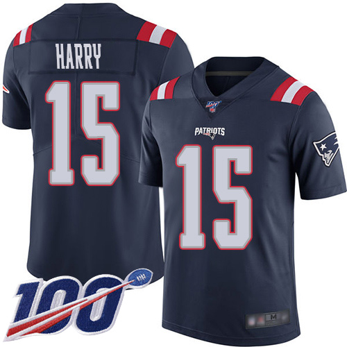 Patriots #15 N'Keal Harry Navy Blue Youth Stitched Football Limited Rush 100th Season Jersey