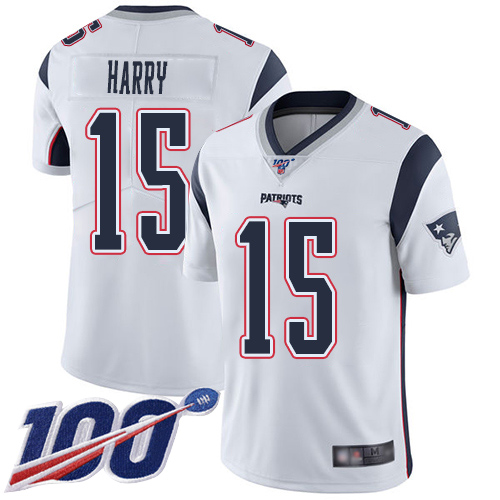 Patriots #15 N'Keal Harry White Youth Stitched Football 100th Season Vapor Limited Jersey
