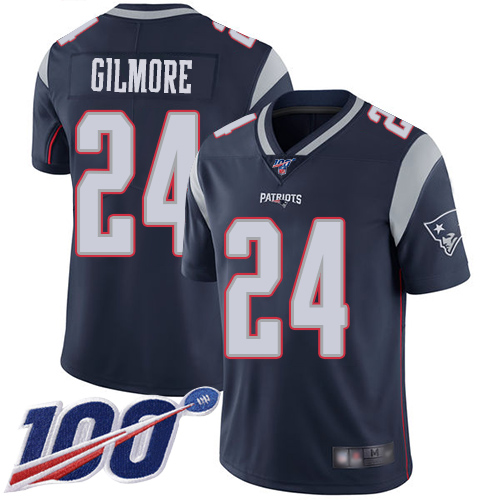 Patriots #24 Stephon Gilmore Navy Blue Team Color Youth Stitched Football 100th Season Vapor Limited Jersey