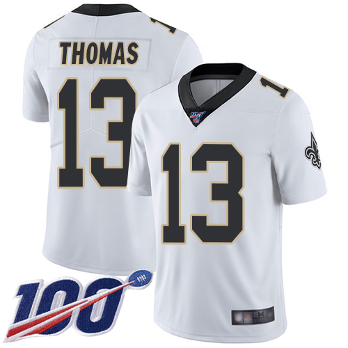 Saints #13 Michael Thomas White Youth Stitched Football 100th Season Vapor Limited Jersey