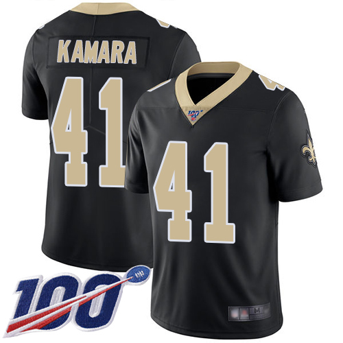 Saints #41 Alvin Kamara Black Team Color Youth Stitched Football 100th Season Vapor Limited Jersey Saints #41 Alvin Kamara Black Team Color Youth Stitched Football 100th Season Vapor Limited Jersey