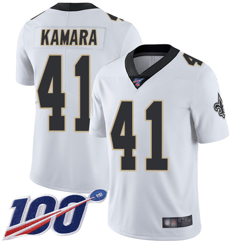 Saints #41 Alvin Kamara White Youth Stitched Football 100th Season Vapor Limited Jersey Saints #41 Alvin Kamara White Youth Stitched Football 100th Season Vapor Limited Jersey