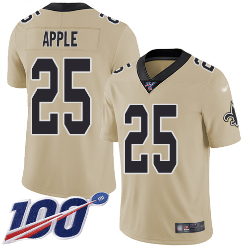 Saints #25 Eli Apple Gold Youth Stitched Football Limited Inverted Legend 100th Season Jersey