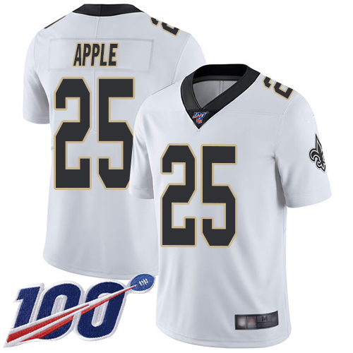 Saints #25 Eli Apple White Youth Stitched Football 100th Season Vapor Limited Jersey