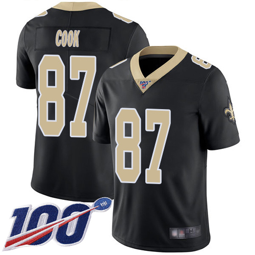 Saints #87 Jared Cook Black Team Color Youth Stitched Football 100th Season Vapor Limited Jersey