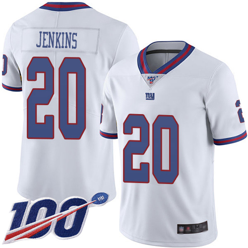Giants #20 Janoris Jenkins White Youth Stitched Football Limited Rush 100th Season Jersey