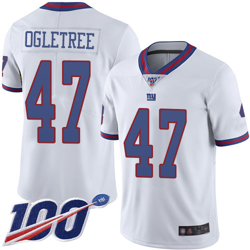Giants #47 Alec Ogletree White Youth Stitched Football Limited Rush 100th Season Jersey