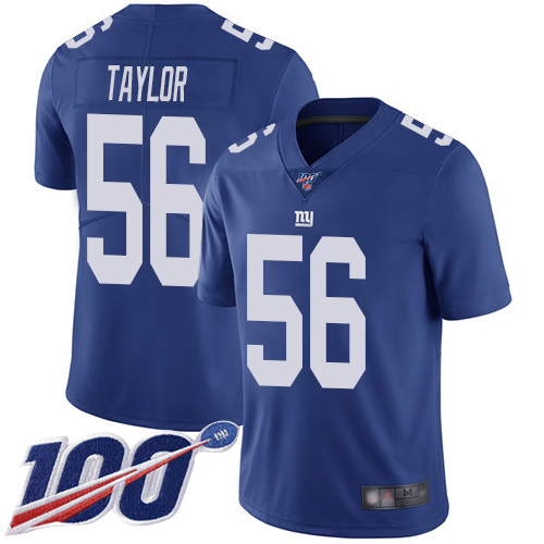 Giants #56 Lawrence Taylor Royal Blue Team Color Youth Stitched Football 100th Season Vapor Limited Jersey