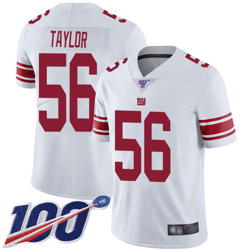 Giants #56 Lawrence Taylor White Youth Stitched Football 100th Season Vapor Limited Jersey