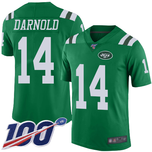 Jets #14 Sam Darnold Green Youth Stitched Football Limited Rush 100th Season Jersey