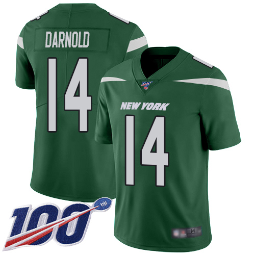 Jets #14 Sam Darnold Green Team Color Youth Stitched Football 100th Season Vapor Limited Jersey