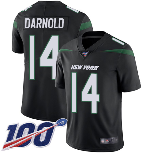 Jets #14 Sam Darnold Black Alternate Youth Stitched Football 100th Season Vapor Limited Jersey