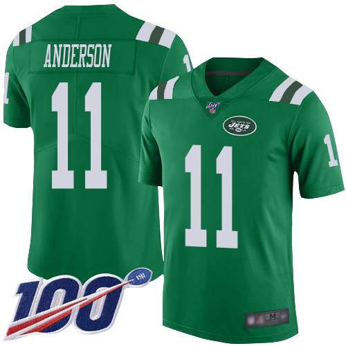 Jets #11 Robby Anderson Green Youth Stitched Football Limited Rush 100th Season Jersey