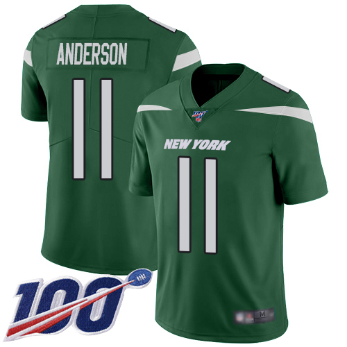 Jets #11 Robby Anderson Green Team Color Youth Stitched Football 100th Season Vapor Limited Jersey