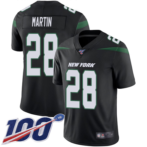 Jets #28 Curtis Martin Black Alternate Youth Stitched Football 100th Season Vapor Limited Jersey